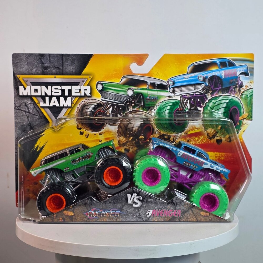 Monster Jam 2-Pack Avenger Vs Avenger Die-Cast Monster Trucks 1:64 Scale By Spin